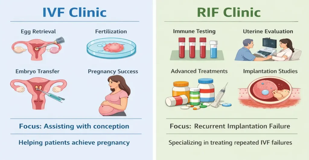 Difference between IVF clinic and RIF clinic