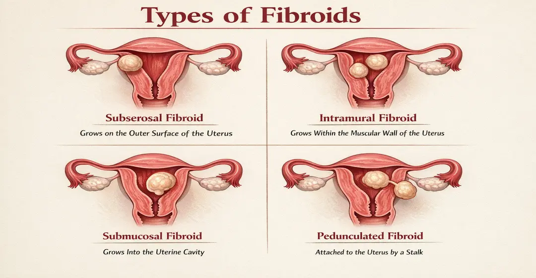 What are the types of fibroids