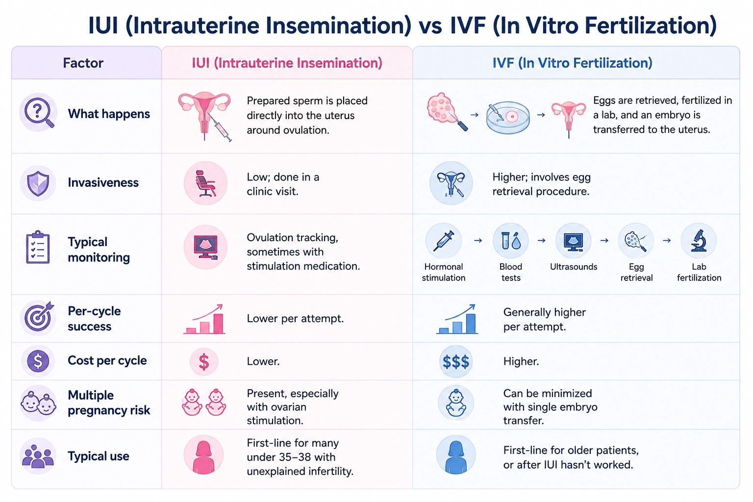 IUI vs IVF How They're Different IUI vs IVF How They're Different